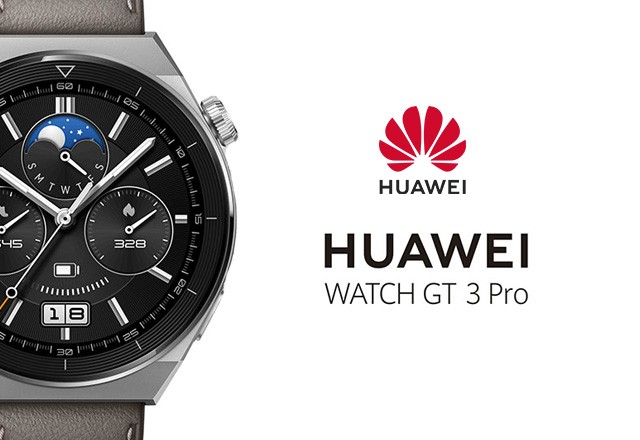 Huawei Watch GT3 Pro 46 mm - Light Titanium Case + Gray Leather Strap